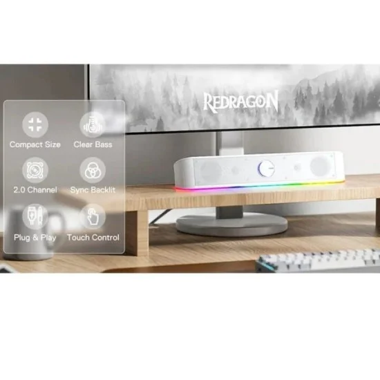 Redragon Adiemus Wired Speaker - White